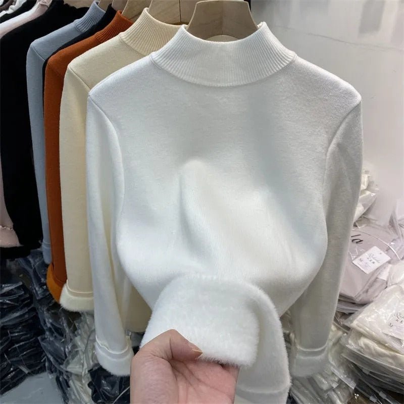 Sweater Peluciada Térmica Gola Média