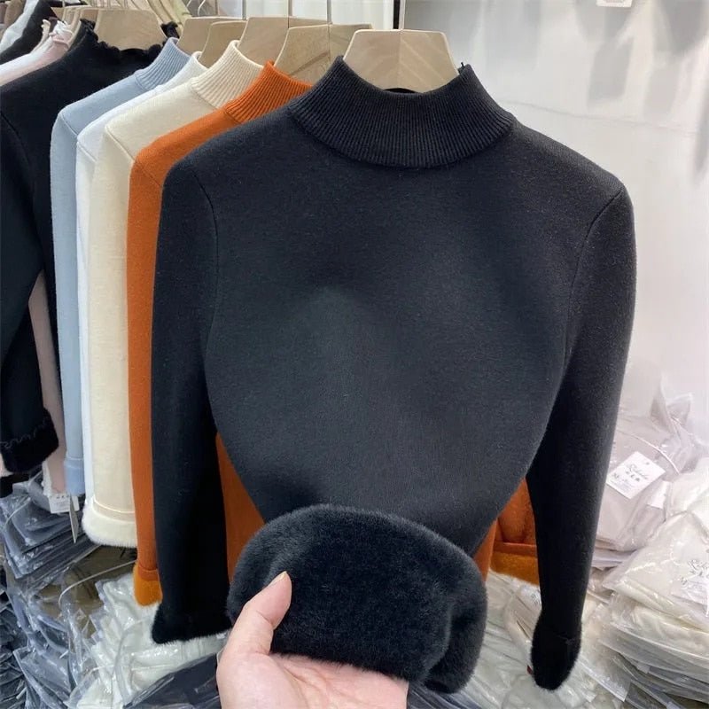 Sweater Peluciada Térmica Gola Média