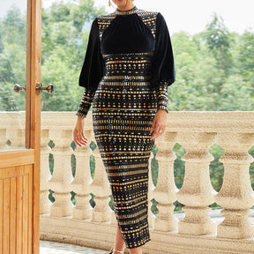 Vestido Longo Vintage Preto de Veludo