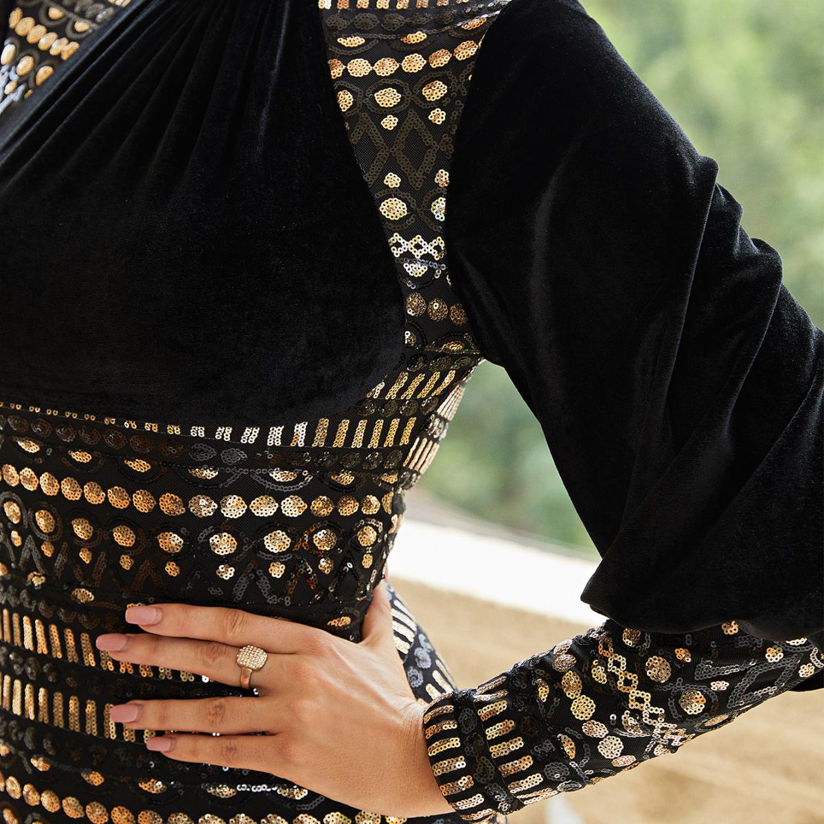 Vestido Longo Vintage Preto de Veludo