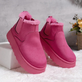 Bota Feminina de Couro Aveludada Inverno