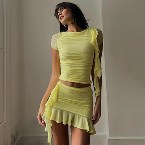 Vestido Mini com Babados