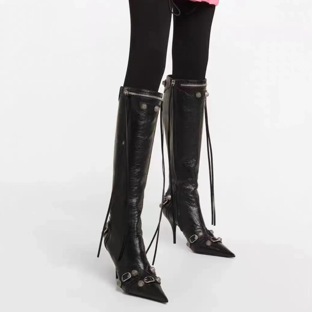 Bota Feminina de Couro Cano Longo Everly