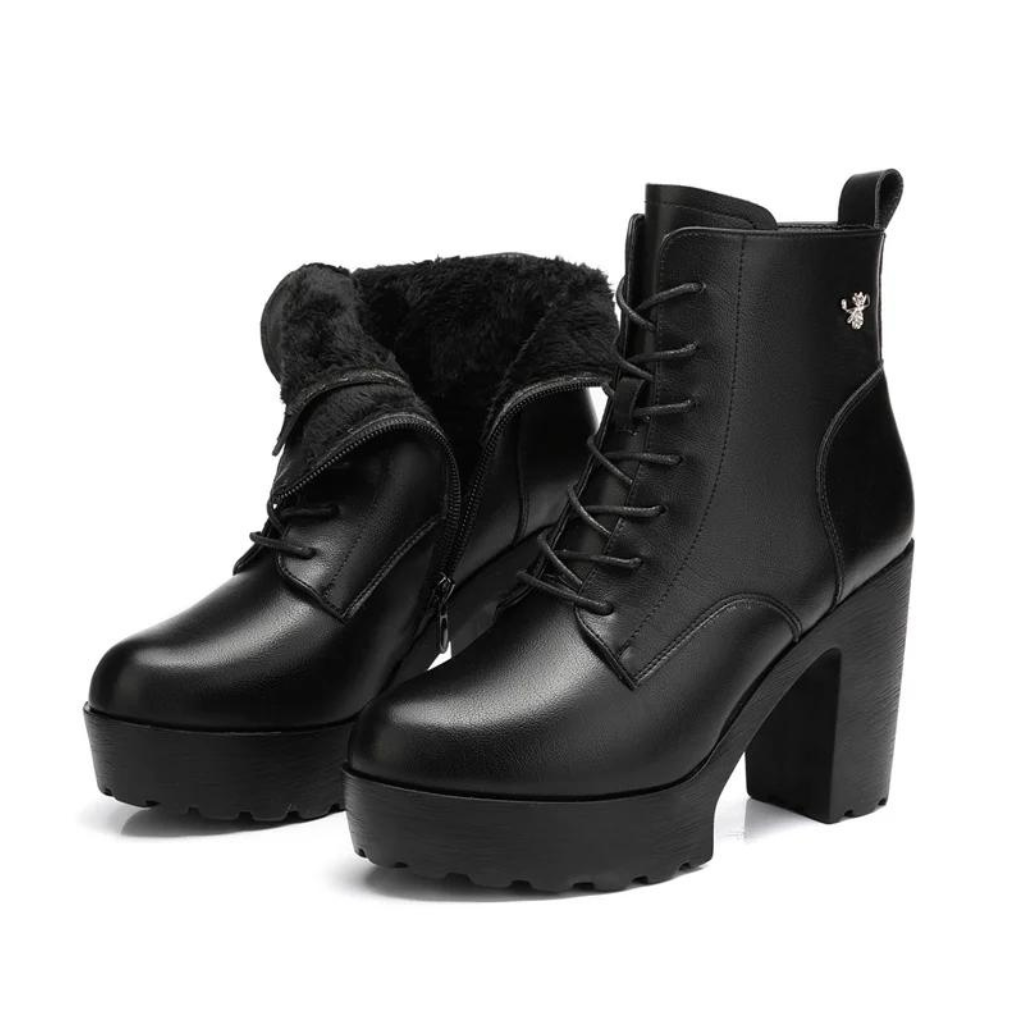 Bota Feminina de Couro Aveludada Mary