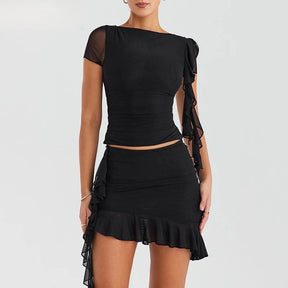 Vestido Mini com Babados