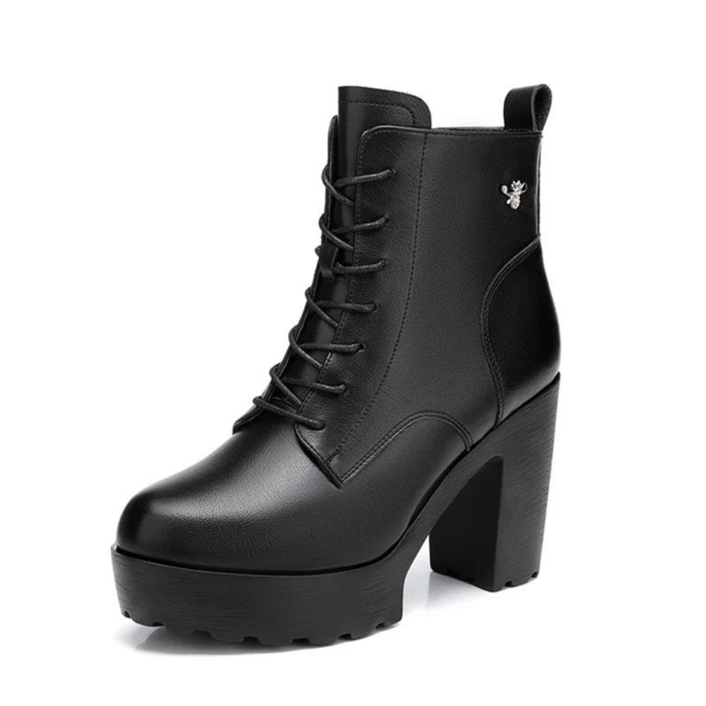 Bota Feminina de Couro Aveludada Mary