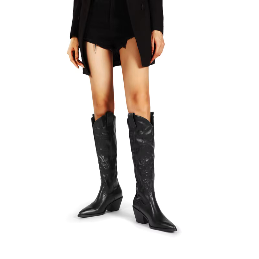 Bota Feminina Texana Preta Cano Longo