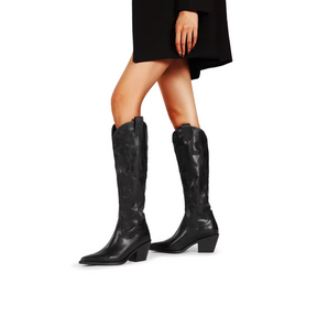 Bota Feminina Texana Preta Cano Longo
