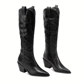 Bota Feminina Texana Preta Cano Longo