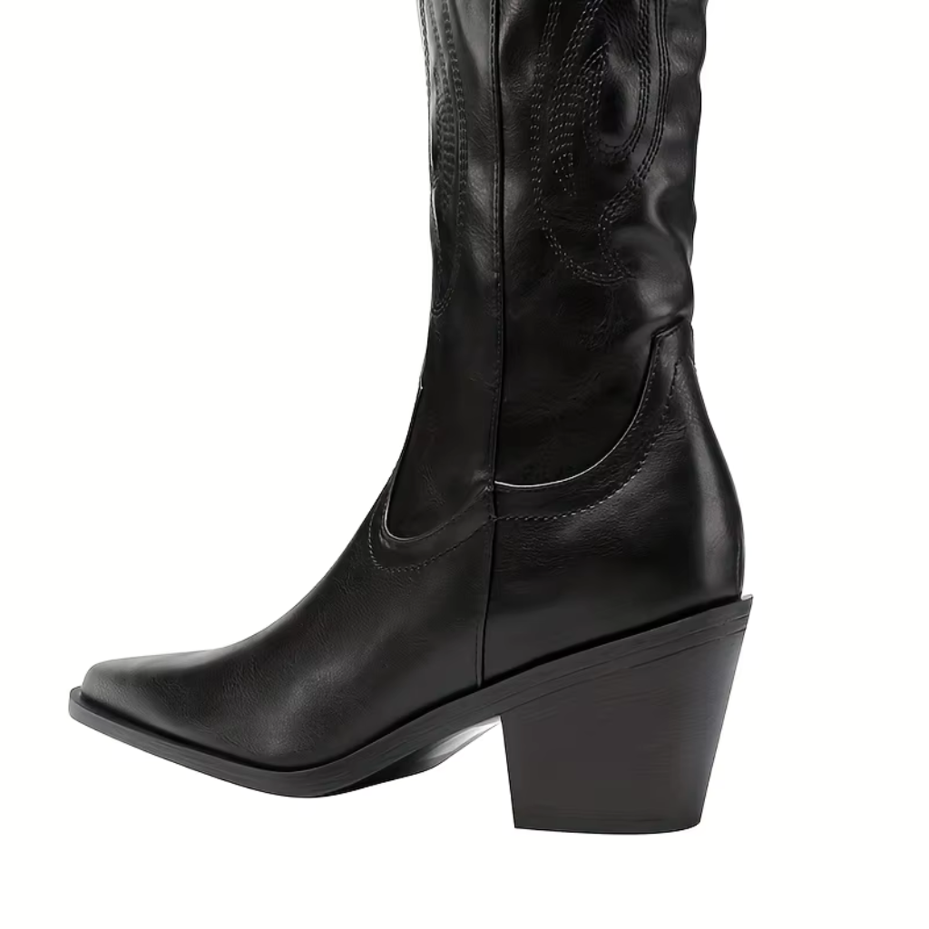Bota Feminina Texana Preta Cano Longo