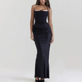 Vestido Longo Satin Preto
