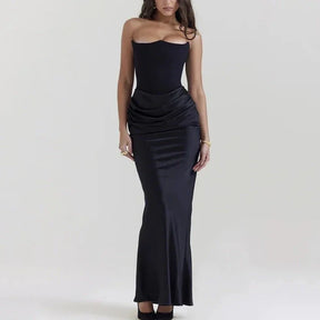 Vestido Longo Satin Preto