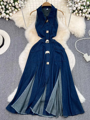Vestido Longo Jeans Denim