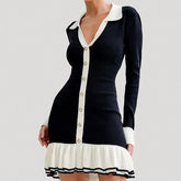 Vestido Curto Tricot com Botões