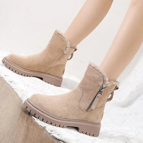 Bota Feminina de Couro Forrada Apricot