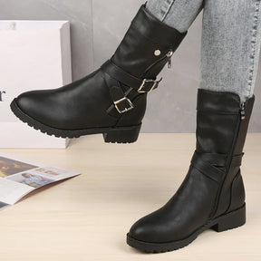 Bota Feminina de Couro Clássica Casual