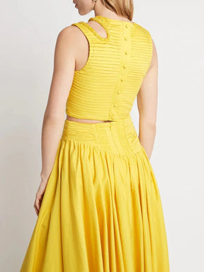 Vestido Longo Esmeralda Plissado