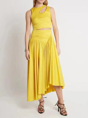 Vestido Longo Esmeralda Plissado