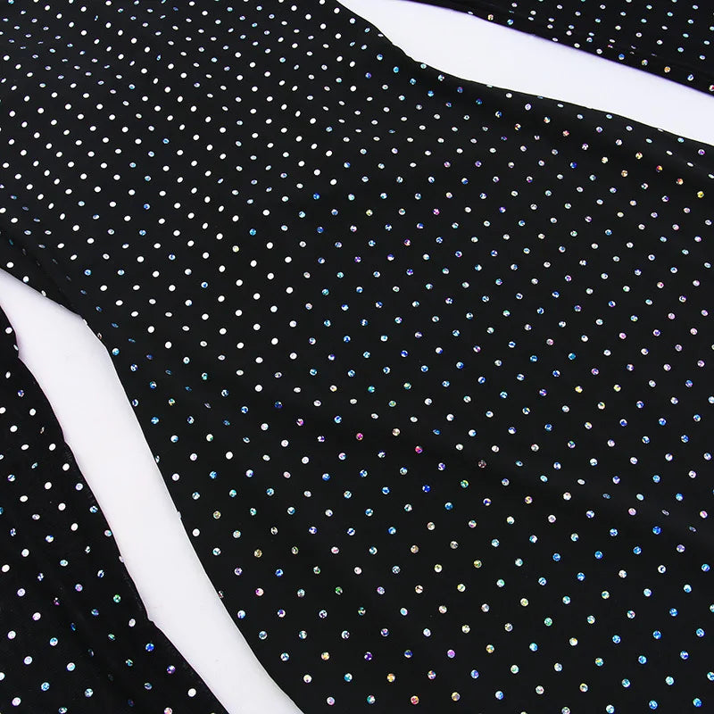 Vestido Longo com Glitter e Recortes