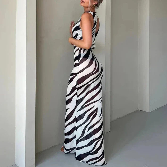 Vestido Longo Estampa Zebra
