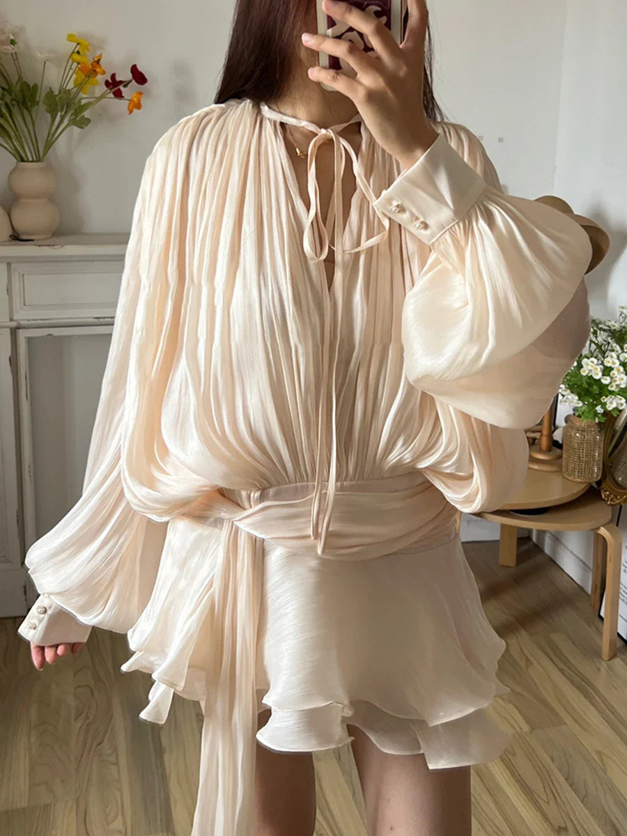 Vestido Curto Plissado