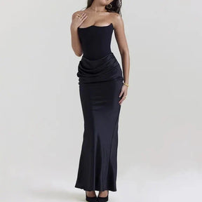 Vestido Longo Satin Preto