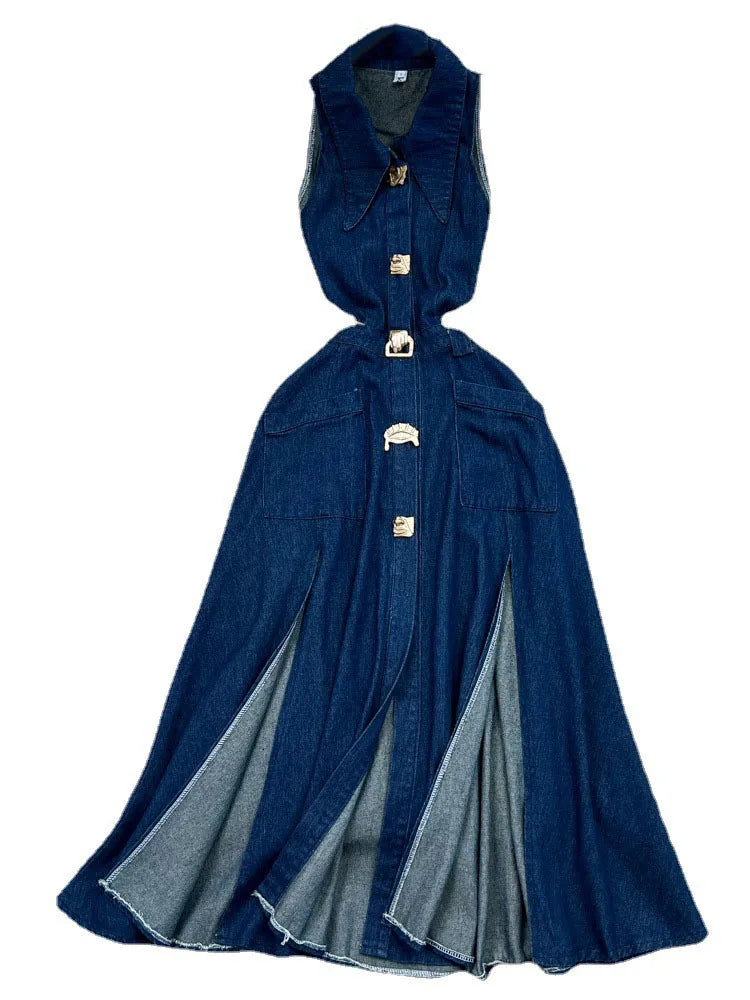 Vestido Longo Jeans Denim