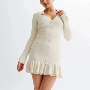 Vestido Curto Tricot com Botões