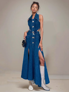 Vestido Longo Jeans Denim