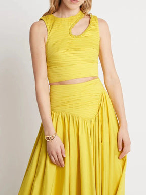 Vestido Longo Esmeralda Plissado