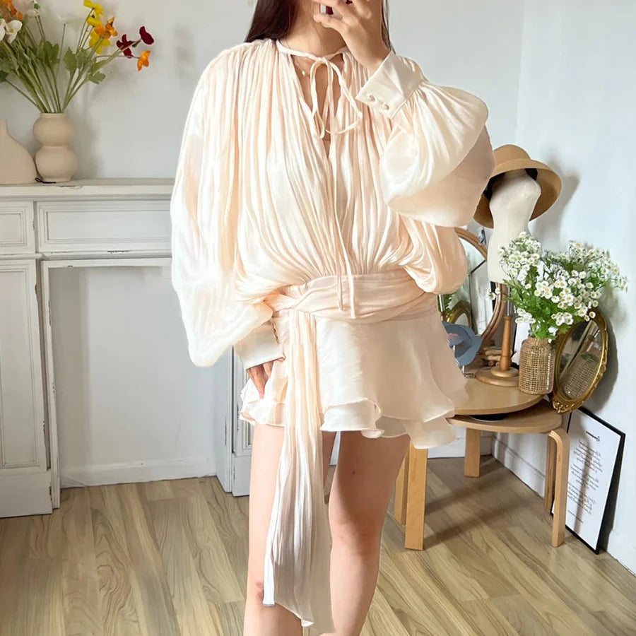 Vestido Curto Plissado