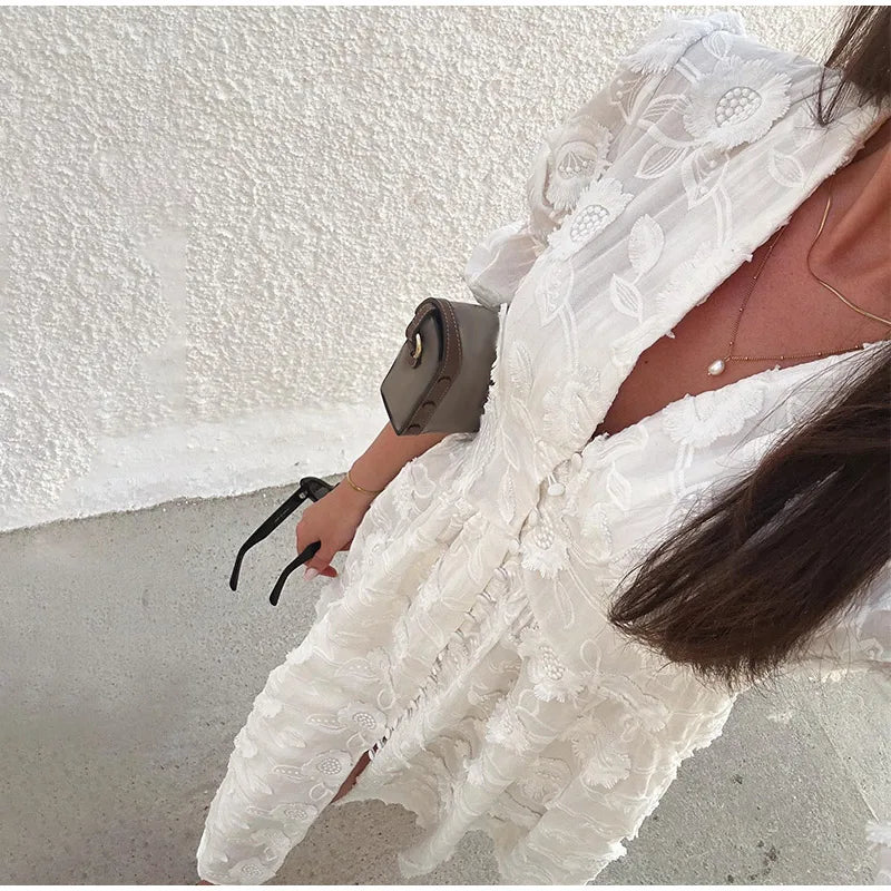 Vestido Longo Branco Rosas