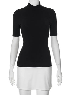 Vestido Curto Preto Contrastante