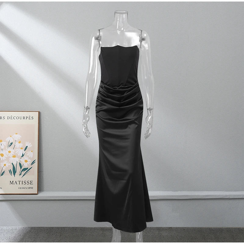 Vestido Longo Satin Preto