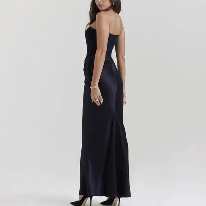 Vestido Longo Satin Preto
