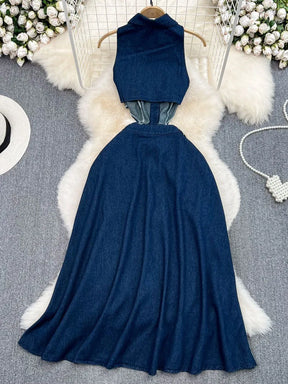 Vestido Longo Jeans Denim