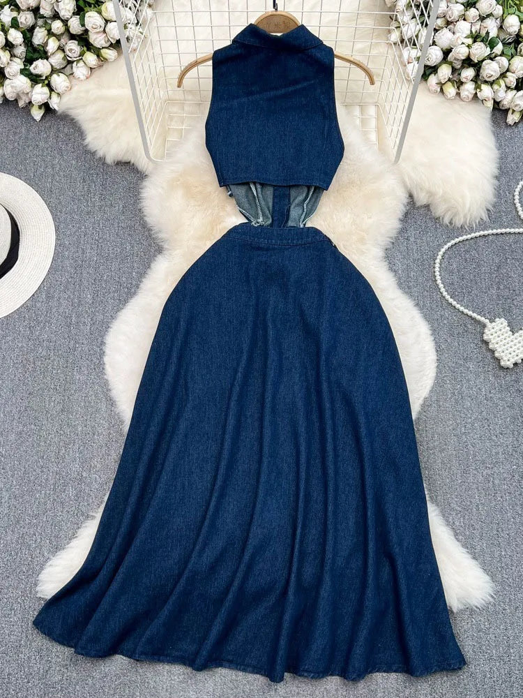 Vestido Longo Jeans Denim