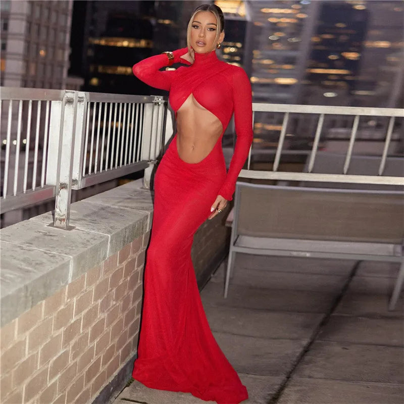 Vestido Longo Vermelho Cut Out