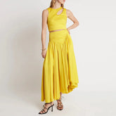 Vestido Longo Esmeralda Plissado