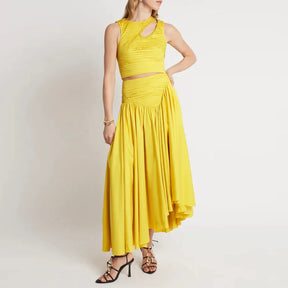 Vestido Longo Esmeralda Plissado