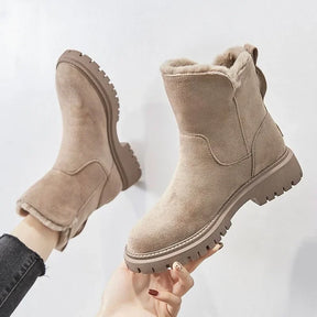Bota Feminina de Couro Forrada Apricot