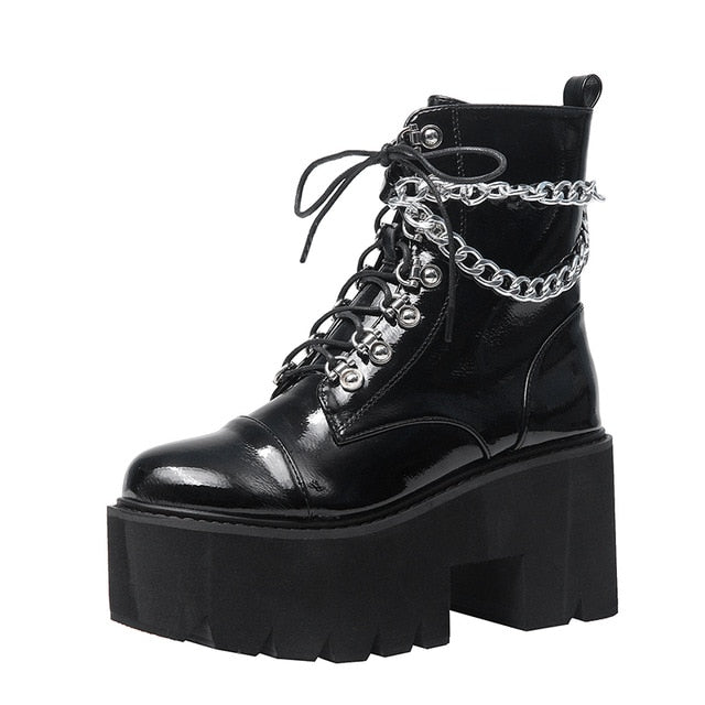 Bota Feminina Plataforma Chain