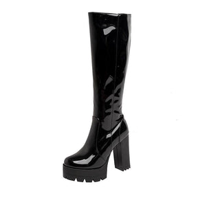 Bota Feminina Plataforma Verniz Eclipse