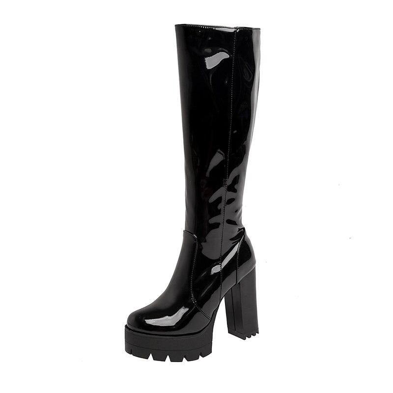 Bota Feminina Plataforma Verniz Eclipse