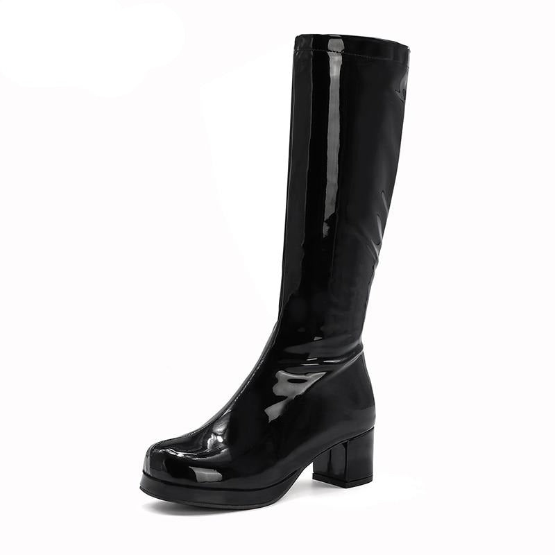 Bota Feminina Cano Médio Verniz Noir