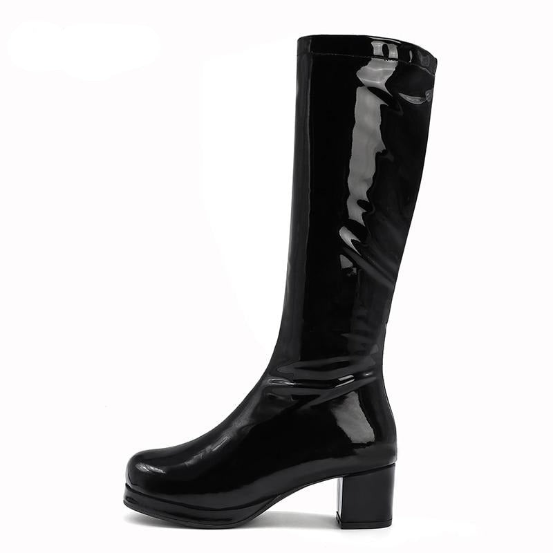 Bota Feminina Cano Médio Verniz Noir