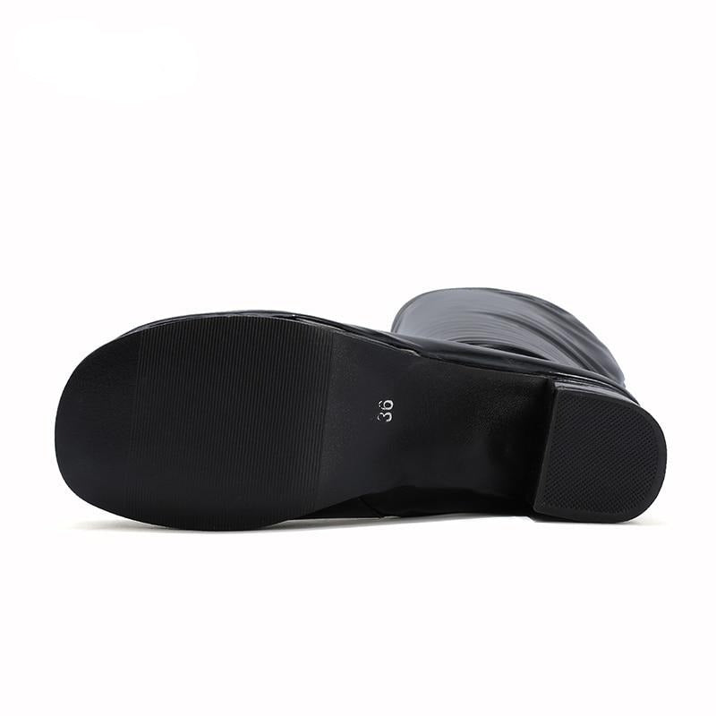 Bota Feminina Cano Médio Verniz Noir