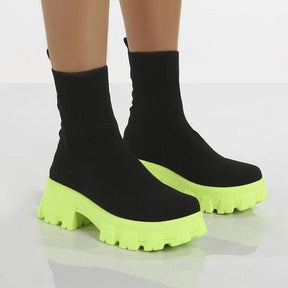Bota Feminina Knit Plataforma Paris