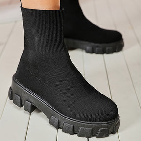Bota Feminina Knit Plataforma Paris