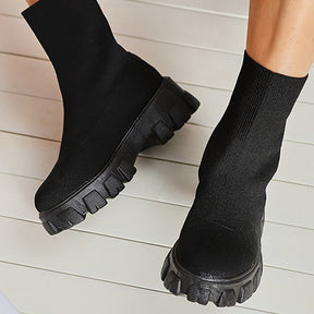Bota Feminina Knit Plataforma Paris